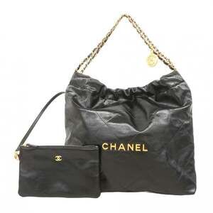 Chanel Shoulder Bag Chain 22 Calfskin Black Women's